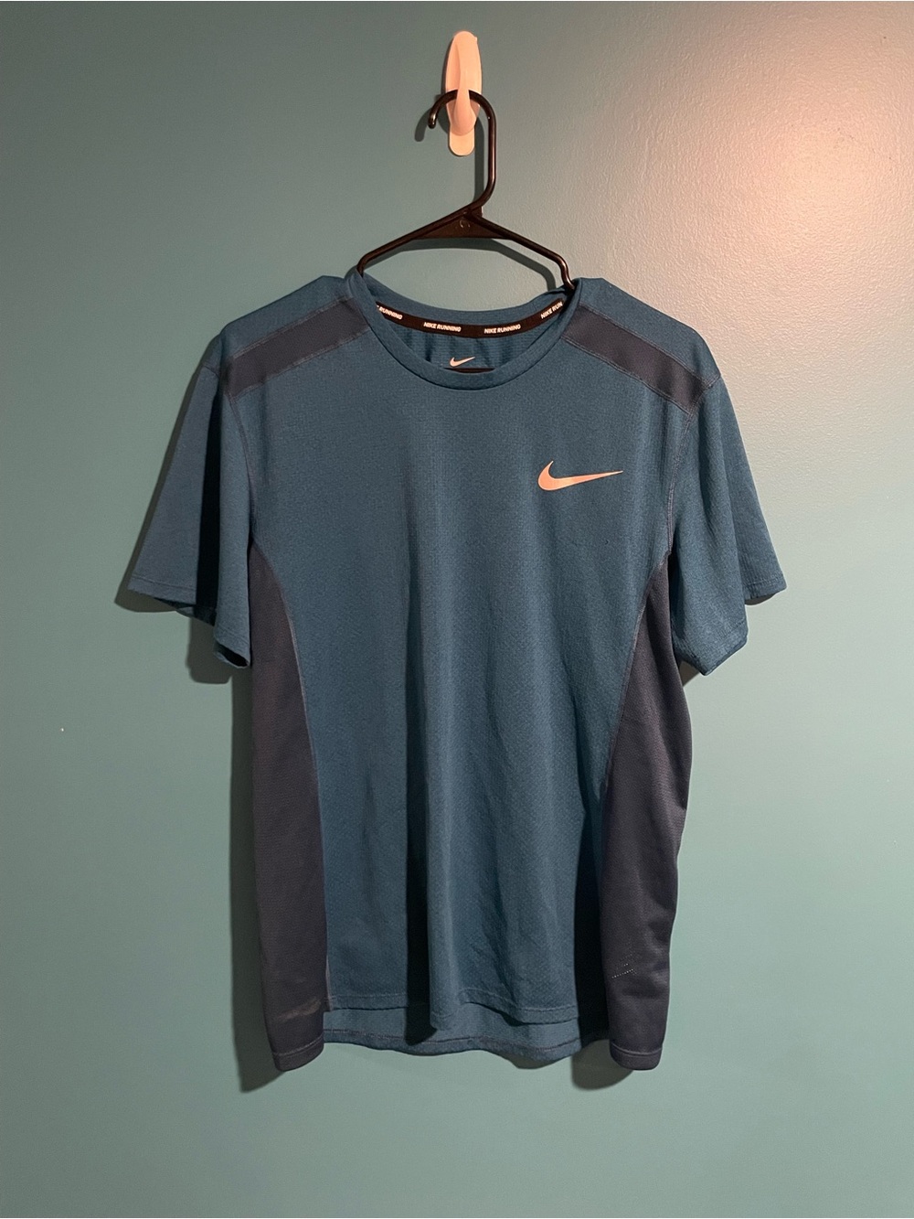 Nike Men's Teal and Navy Short Sleeve Performance Tee